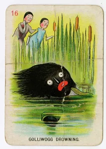 Drown: Florence Upton playing cards - Golliwogg Drowning