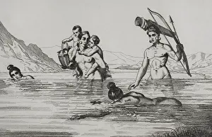 Vernier: Florida. Natives fording a river - Vernier
