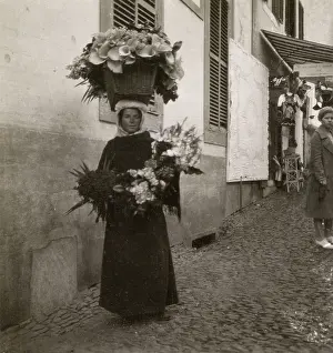 Stereo: Flower seller in Funchal, Madeira