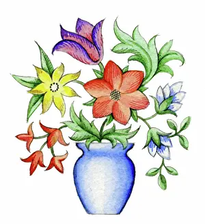 Kelso: Flowers in a blue vase