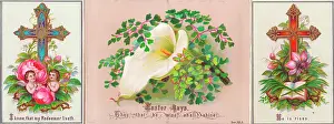 Rosebud: Flowers, cherubs and crosses on an Easter card