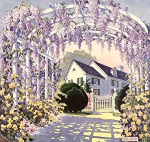 Trellis: Flowers on Wooden Frame