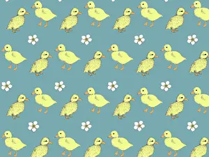 Tess Hines Designs: Fluffy yellow ducklings in a repeating pattern