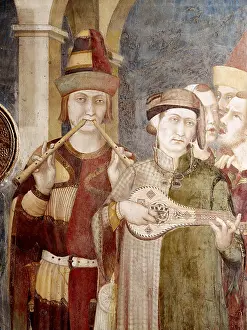 Flutes: Flute player with two flutes and lute player
