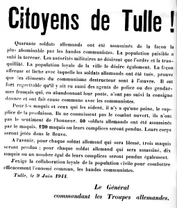 Tulle: Flyer to the people of Tulle, 1944
