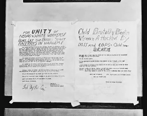 Brutally: Flyer against racism in Harlem, 1935