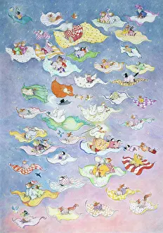 Bedspread: Flying Animals ? rabbits, squirrels, elephants etc