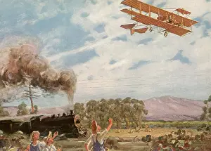 Airliners: Flying Machine races Train over Rural Community