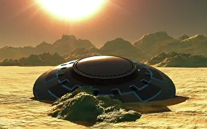Wreck: A flying saucer crashed in a desert location