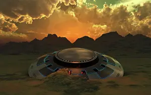 Wreck: A flying saucer crashed in a desert location