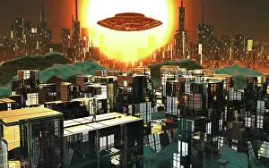 Shining: A flying saucer flying over a highly advanced