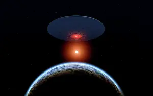 Universe: A flying saucer above its homeworld