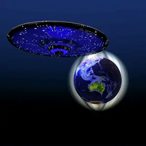 Magnetic: A flying saucer and the magnetic force field protecting the