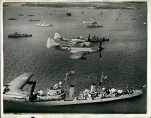 Flypast: Flypast during Coronation naval review at Spithead