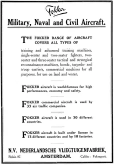 Vliegtuigenfabriek: Fokker Aircraft 1929 Advert