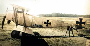 Trestle: Fokker DII, (side view, on the ground, tail-up) on tres?