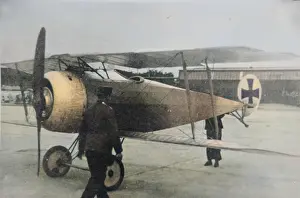 Forwd: Fokker DV, (forward view, on the ground, tail-up)