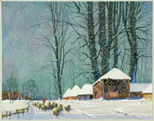 Fold: Back to the Fold ' snow scene with sheep