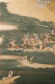 Watery: Detail of a folding screen of eight sheets with