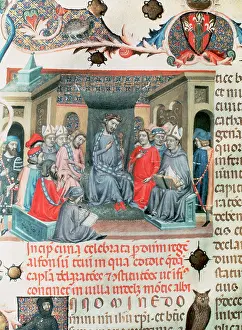 Alfonso: Folio of Codex of the Usages depicting the Catalan Parlia