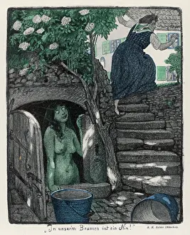 Frightens: Folklore: a nixie or water spirit in a well