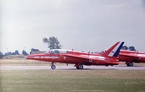 Brampton: Folland Gnats Red Arrows take off Brampton 1977