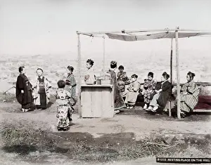 Viewpoint: Food stall, resting place, viewpoint, children, Japan