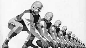 Crouched: Football Players