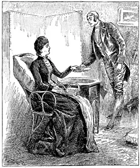 Presenting: Footman presenting a card that a caller has left