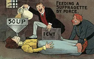 Hundredweight: Force feeding a suffragette (cartoon)