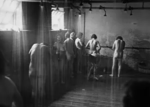 Shower: Forced laborers in a washroom in Ukraine