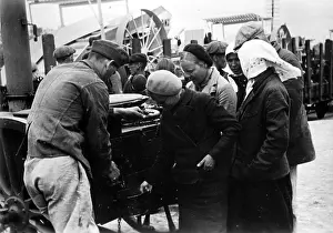 Reported: Forced workers have tea at a field kitchen, 1942