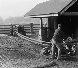 Fordson: Ford model tractor powering a belt drive saw mill