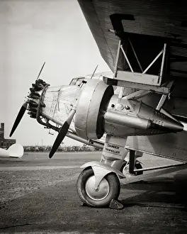 Trimotor: Front of a Ford Tri-Motor Propeller Airplane Words