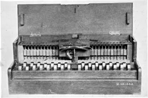 Forerunner: The forerunner of the modern type writer- a piano like machi