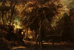 1635: A Forest at Dawn with a Deer Hunt, by Rubens