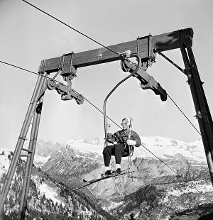 Skiier: Forest of Val Gardena. Skiier