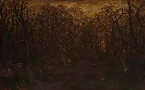 Middle Ground: THE FOREST IN WINTER AT SUNSET, by Theodore Rousseau