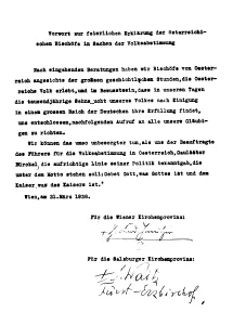 Advocate: Foreword of the Declaration of the Austrian Bishops, 1938