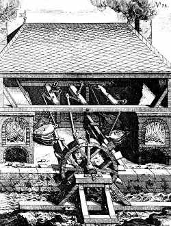 Driven: Forge with bellows driven by an undershot water