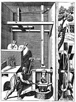 Andreas: Forge showing bellows and hammer powered by an