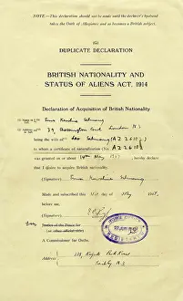 Regents: Form, British Nationality and Status of Aliens Act, 1914