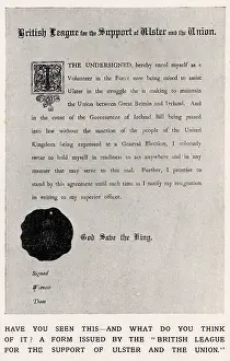 Jan24: Form issued by British League for Support of Ulster