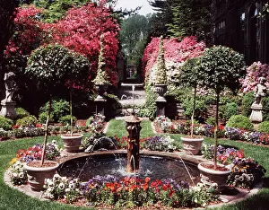 Riotous: Formal Garden and Fountain in Full Springtime Bloom