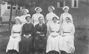 Britain British Nurse Nurses Medicine: Formal group photograph, six nurses, senior nurse, gentlema