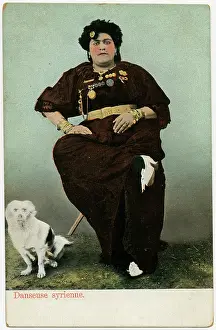 Brooches: Formidable Syrian Dancer with pet white dog