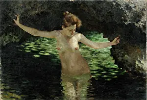 Secessionist: Forst lake-bather. About 1896. Oil