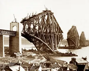 Overshadowed: The Forth Railway Bridge during construction mid 1880s