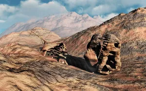 Tyrannosaurus: The fossilized skeleton of a T-rex dinosaur