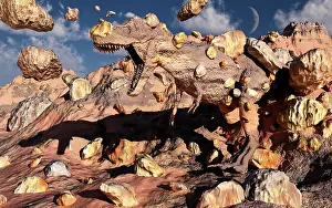 Apart: A fossilized T Rex bursts to life as it escapes from ?